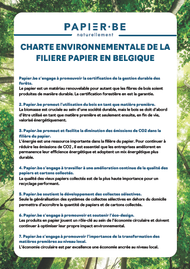 CHARTE ENVIRONNEMENTALE DE LA FILIÈRE BELGE DU PAPIER